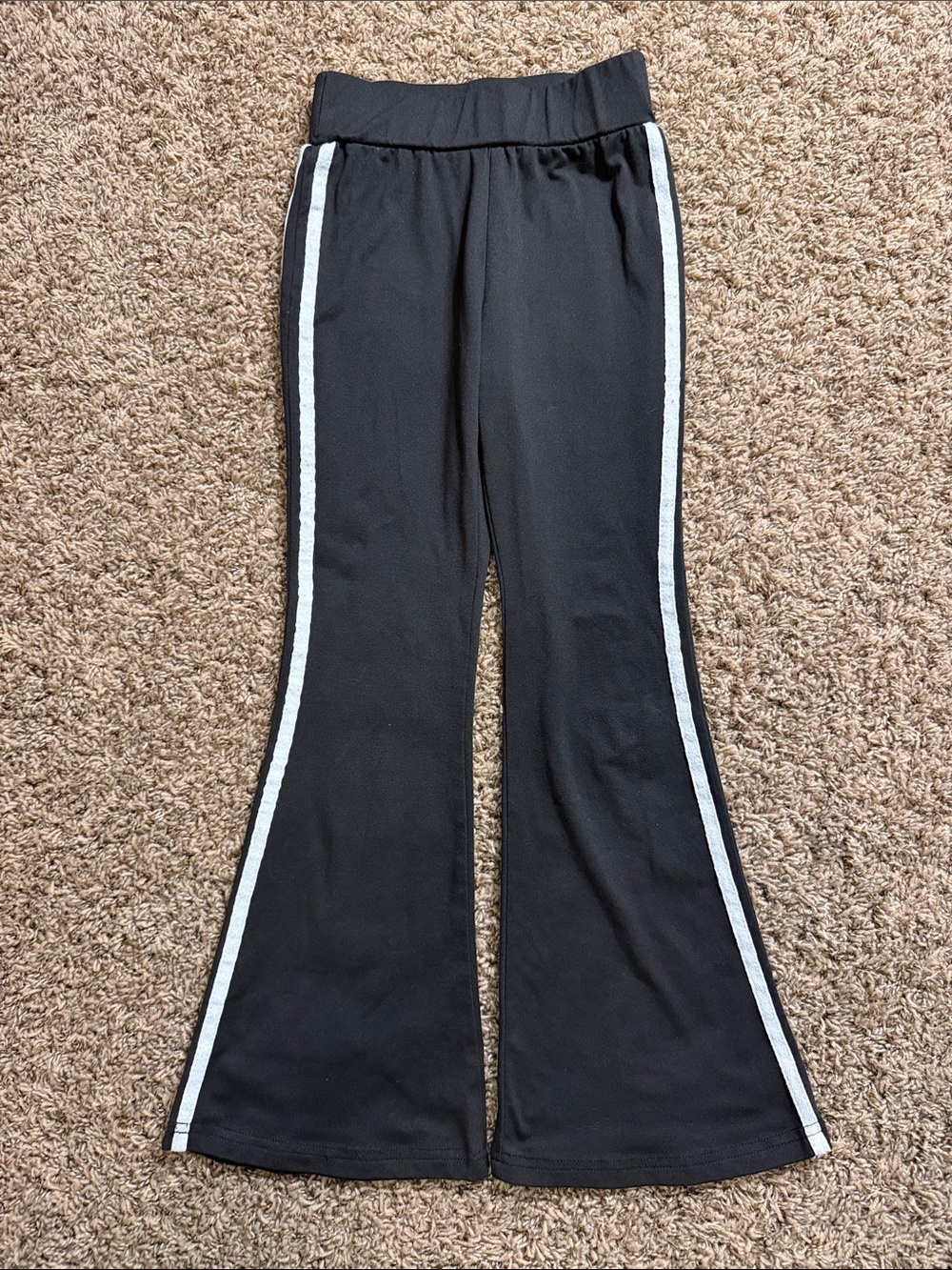 SHEIN Black Flared Joggers with White Side Stripes